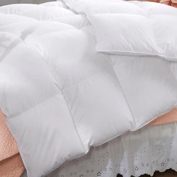 50% Duck Feather & 50% Duck Down Quilt 500GSM + Duck Pillows Twin Pack Combo Double White Deals499