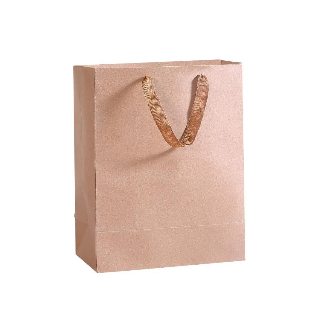 50x Brown Paper Bag Kraft Eco Recyclable Gift Carry Shopping Retail Bags Handles Deals499