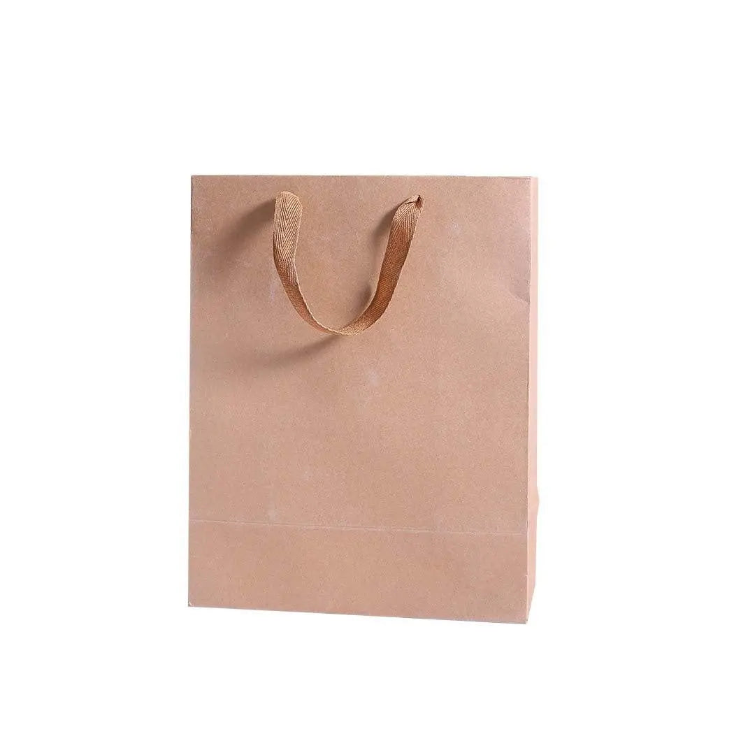 50x Brown Paper Bag Kraft Eco Recyclable Gift Carry Shopping Retail Bags Handles Deals499