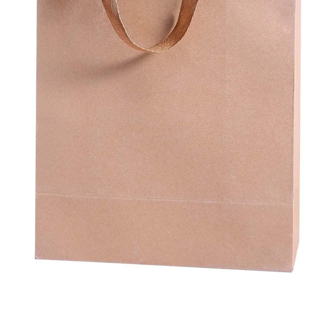 50x Brown Paper Bag Kraft Eco Recyclable Gift Carry Shopping Retail Bags Handles Deals499