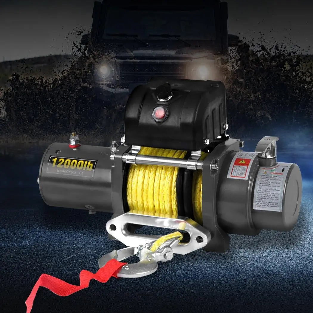 5443kgs Electric Winch Wireless Control 12V with Synthetic Rope Deals499