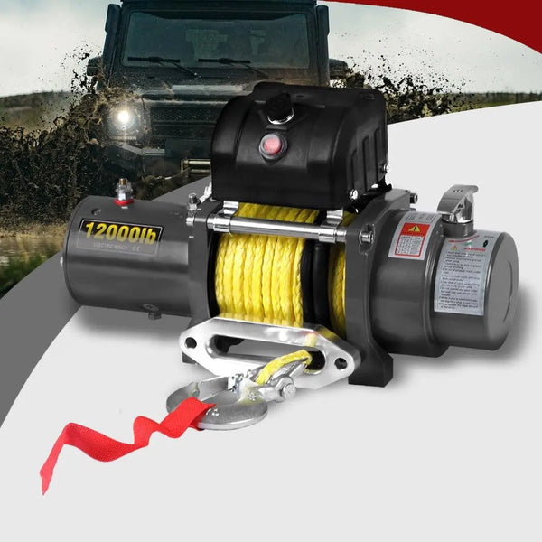 5443kgs Electric Winch Wireless Control 12V with Synthetic Rope Deals499