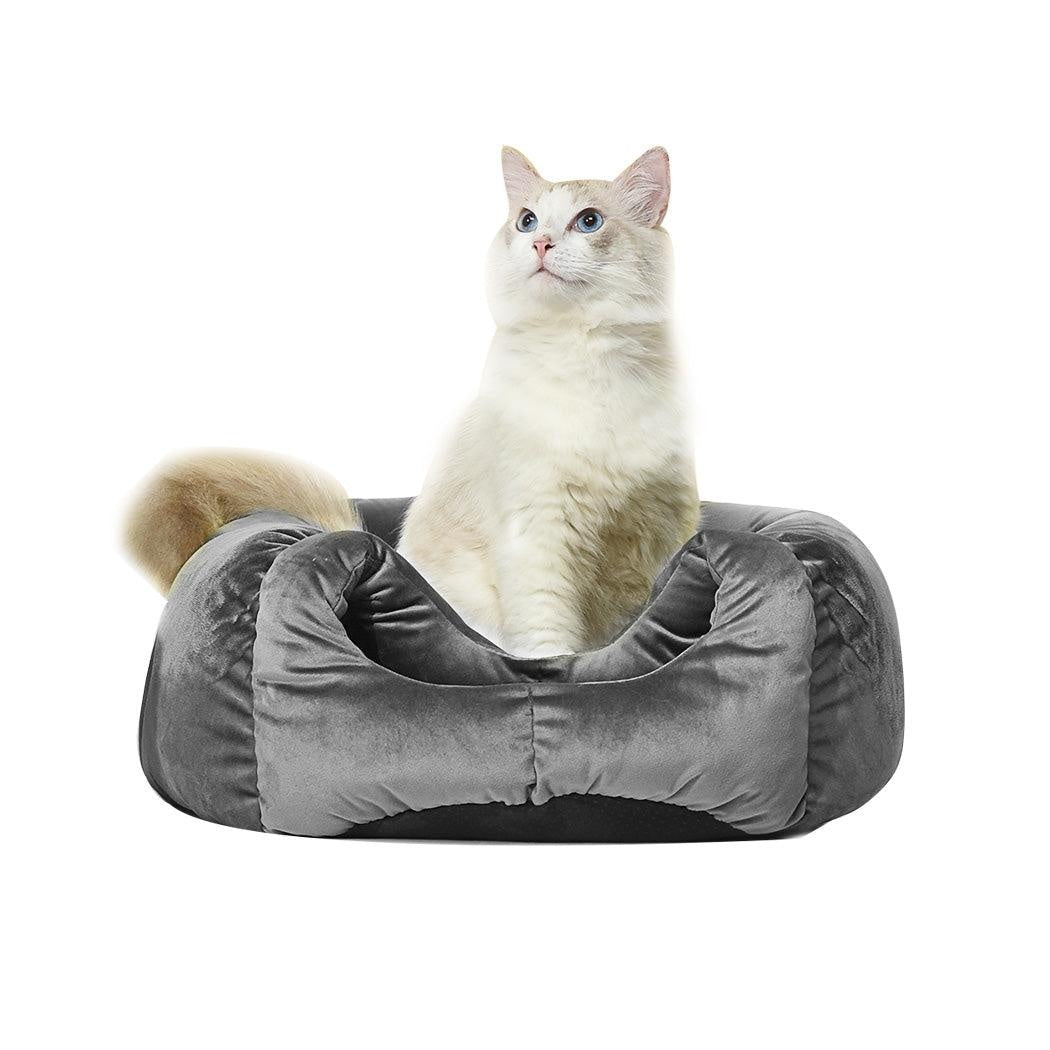 Pet Bed Cat Cave Beds Bedding Castle Igloo Round Nest Comfy Kennel Grey M Deals499