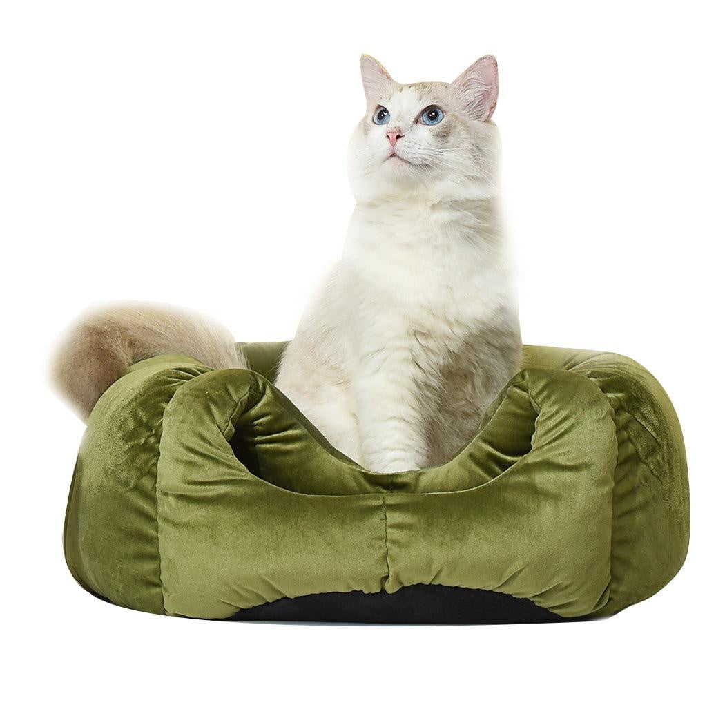 Pet Bed Cat Beds Bedding Castle Igloo Round Nest Comfy Kennel Cave Green M Deals499