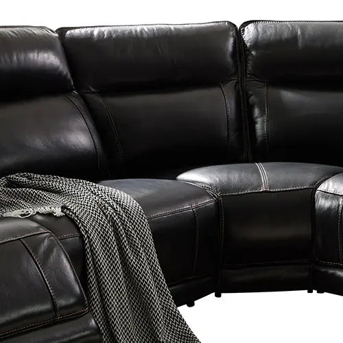 6 Seater Corner Sofa with Genuine Leather Black Armless Recliners Straight Console Lounge Set for Living Room Deals499