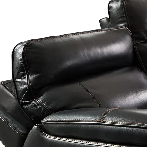 6 Seater Corner Sofa with Genuine Leather Black Armless Recliners Straight Console Lounge Set for Living Room Deals499
