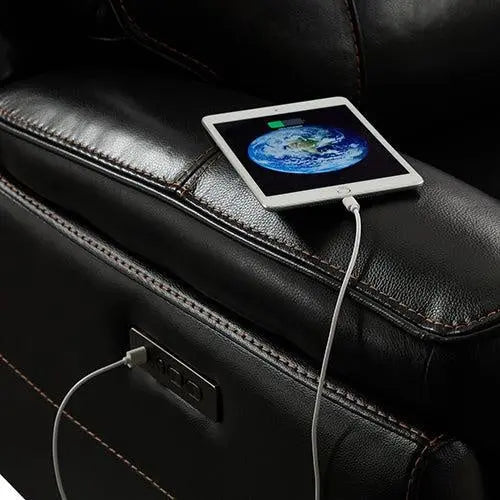 6 Seater Corner Sofa with Genuine Leather Black Armless Recliners Straight Console Lounge Set for Living Room Deals499