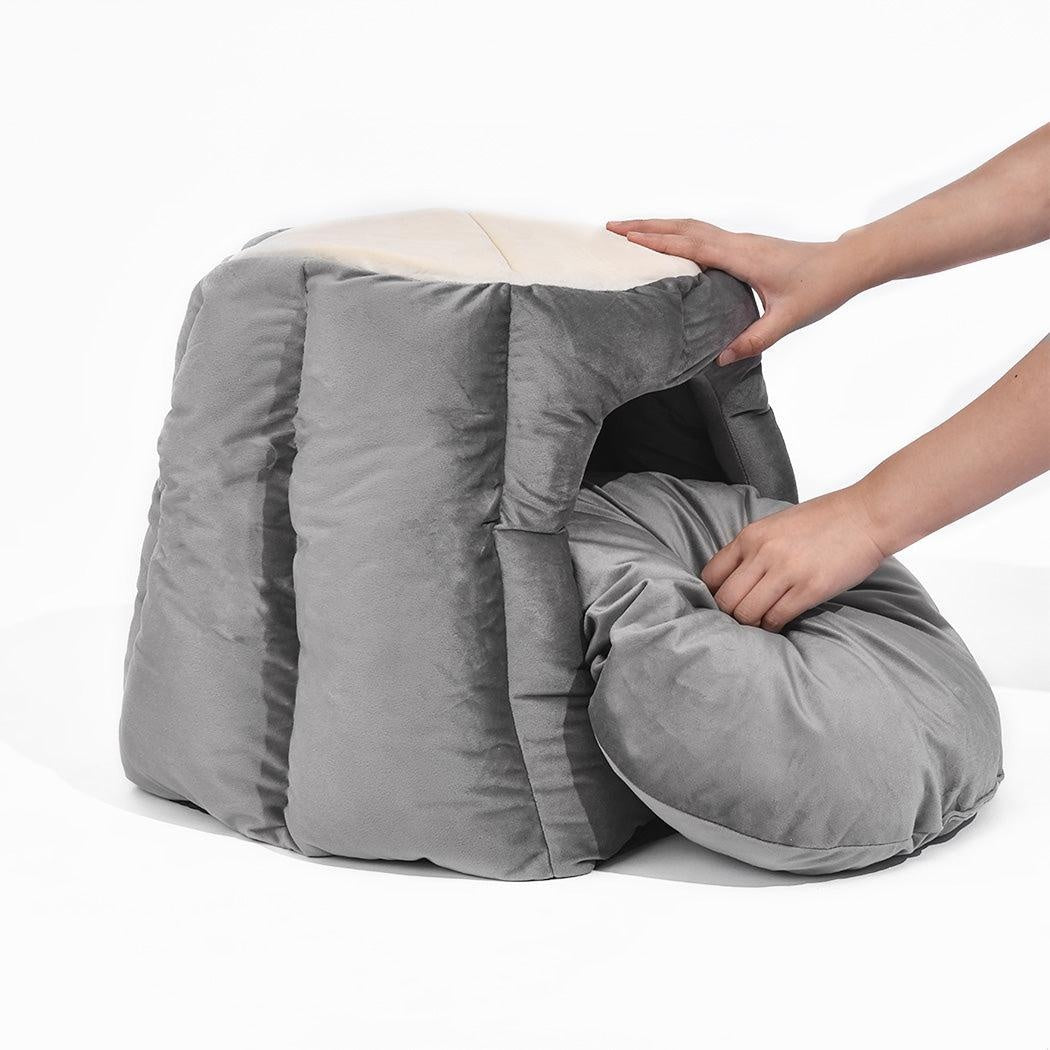 Pet Bed Cat Cave Beds Bedding Castle Igloo Round Nest Comfy Kennel Grey M Deals499