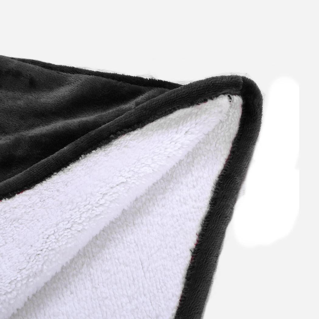 2 Pcs DreamZ Plush Fleece Sherpa Hoodie Sweatshirt Huggle Blanket Pajamas Grey DreamZ