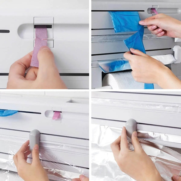 6in1 Wall Mounted Kitchen Rack Towel Holder Foil Roll Organizer Film Dispenser Deals499
