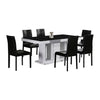 7 Pieces Dining Suite Dining Table & 6X Black Chairs in Rectangular Shape High Glossy MDF Wooden Base Combination of Black & White Colour Deals499
