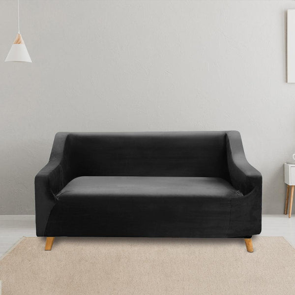 Couch High Stretch Sofa Lounge Cover Protector Recliner Slipcover 2 Seater Black Deals499