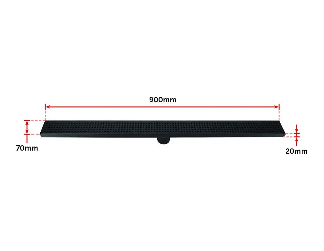 900mm Bathroom Shower Black Grate Drain w/Centre outlet Floor Waste Square Pattern Deals499