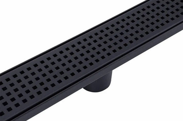 900mm Bathroom Shower Black Grate Drain w/Centre outlet Floor Waste Square Pattern Deals499