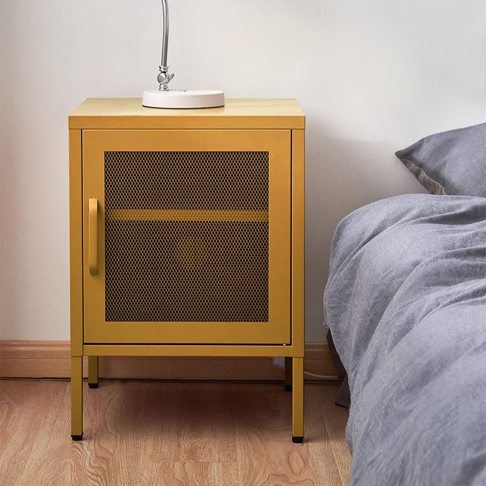 ArtissIn Mini Mesh Door Storage Cabinet Organizer Bedside Table Yellow Deals499