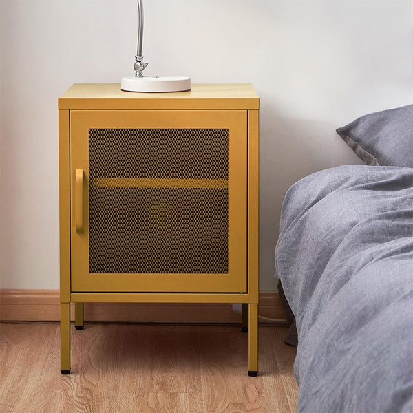 ArtissIn Mini Mesh Door Storage Cabinet Organizer Bedside Table Yellow Deals499