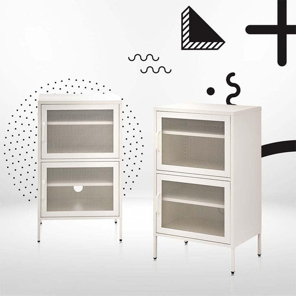 ArtissIn Double Mesh Door Storage Cabinet Organizer Bedroom White Deals499