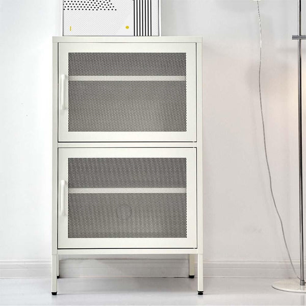 ArtissIn Double Mesh Door Storage Cabinet Organizer Bedroom White Deals499