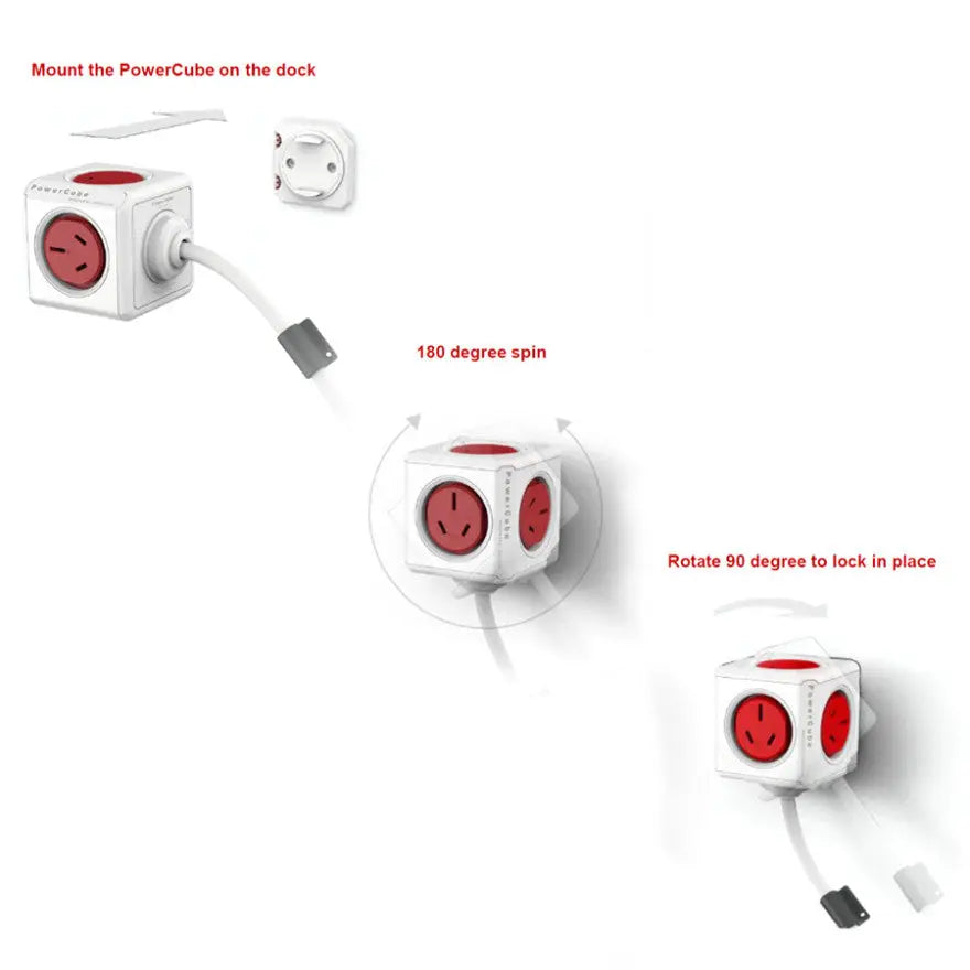 ALLOCACOC POWERCUBE Extended Boston Red 5 Outlets with 3M CABLE Deals499