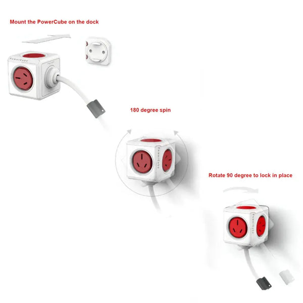ALLOCACOC POWERCUBE Extended Boston Red 5 Outlets with 3M CABLE Deals499
