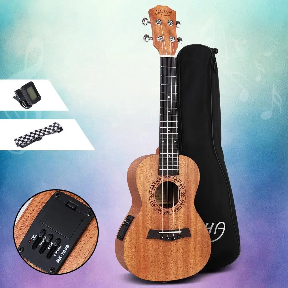 ALPHA 23 Inch Concert Ukulele Electric Mahogany Ukeleles Uke Hawaii Guitar with EQ Deals499
