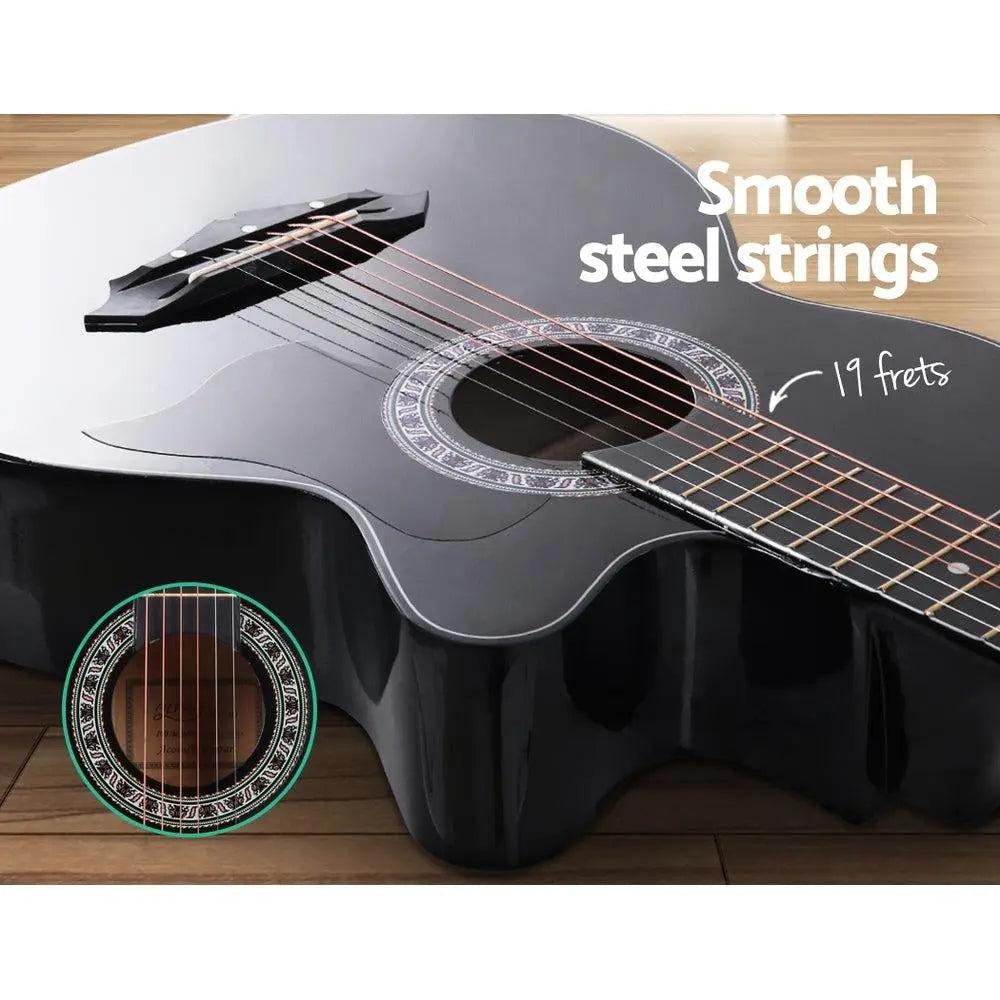 ALPHA 38 Inch Wooden Acoustic Guitar Black Deals499