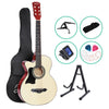 ALPHA 38 Inch Wooden Acoustic Guitar Left handed with Accessories set Natural Wood Deals499