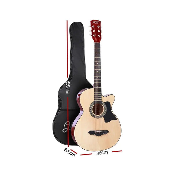 ALPHA 38 Inch Wooden Acoustic Guitar Natural Wood Deals499
