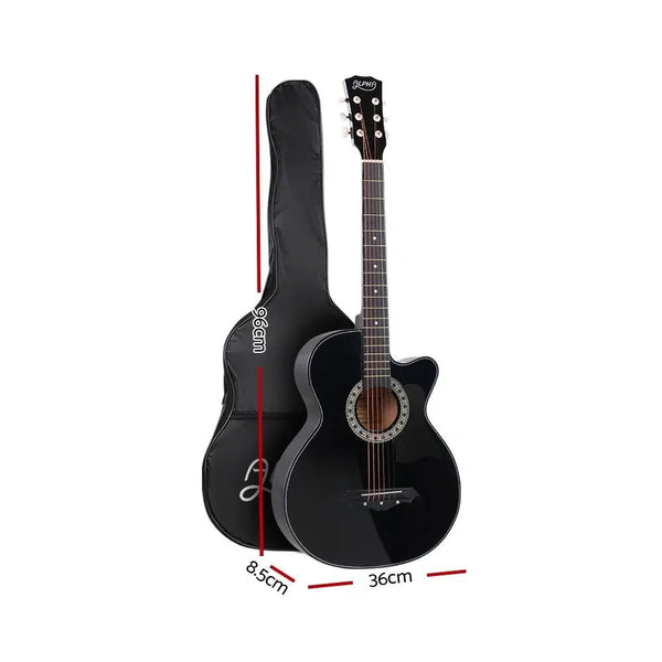 ALPHA 38 Inch Wooden Acoustic Guitar with Accessories set Black Deals499