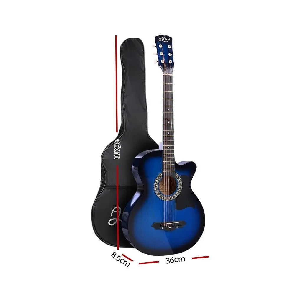 ALPHA 38 Inch Wooden Acoustic Guitar with Accessories set Blue Deals499