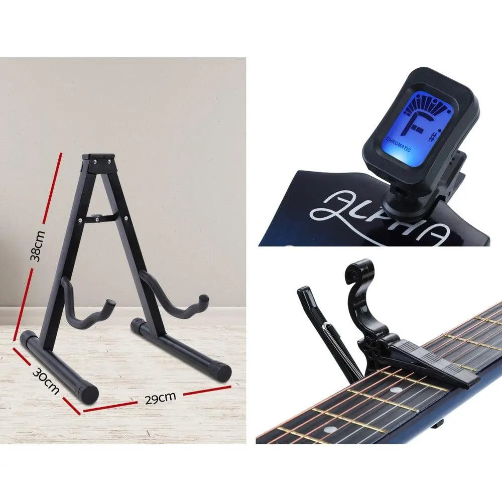 ALPHA 38 Inch Wooden Acoustic Guitar with Accessories set Blue Deals499