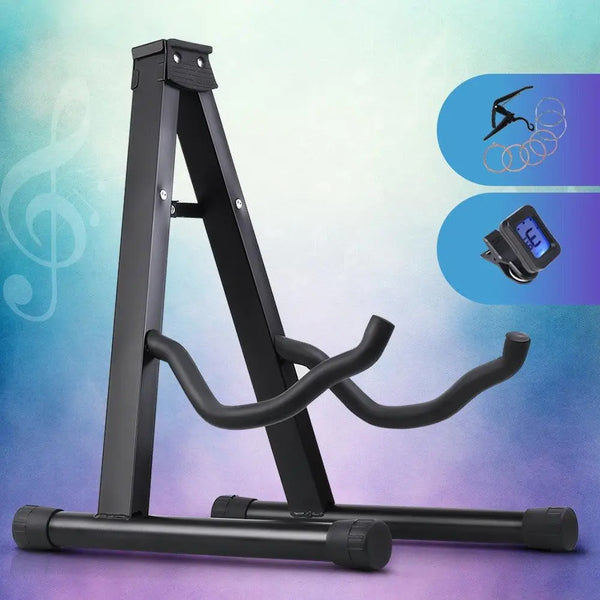 ALPHA Folding Acoustic Guitar Stand Bass Floor Rack Holder Accessories Pack Deals499