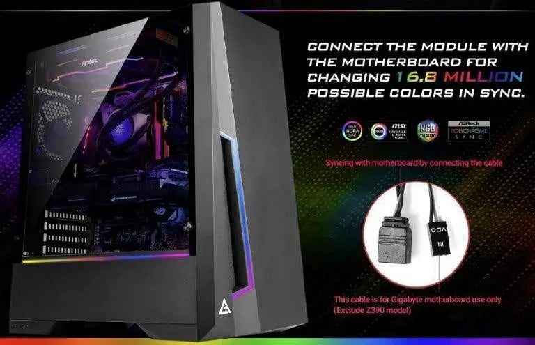 ANTEC DP501 ATX ARGB Front LED, LED Control, Tempered Glass, 2.5' x 4, 3.5' x 2, 7x PCI.1x 120mm pre-installed Gaming Case. 2 Years Warranty ANTEC