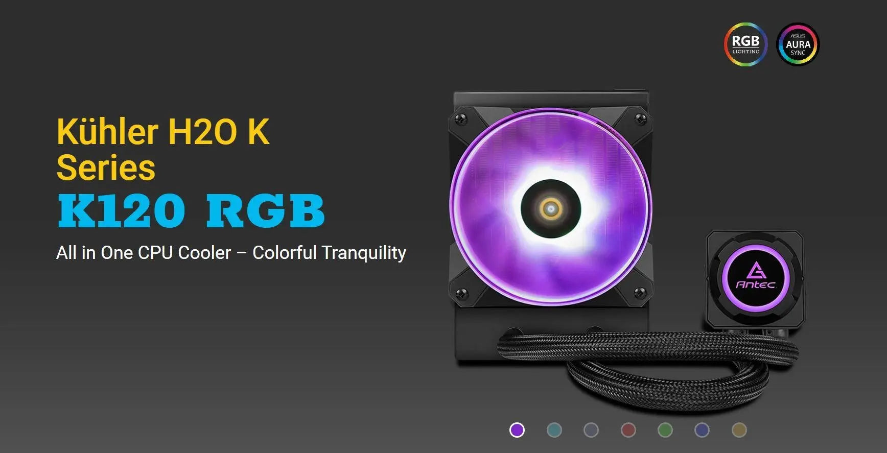 ANTEC Kuhler K120 RGB All in One CPU Liquid Cooler, LGA 2066, 2011, 115x, 1200, AMx, FMx. 3 Yr Warranty ANTEC