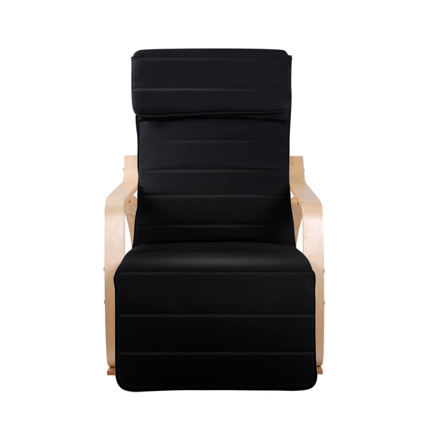 Artiss Fabric Rocking Armchair with Adjustable Footrest - Black Deals499