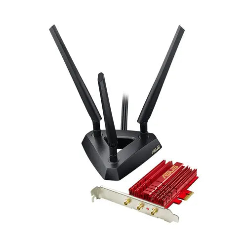 ASUS PCE-AC68, Dual-band Wireless AC1900 PCI-E Adapter, AiRadar,  aluminum heatsink, 3x detachable magnetic antennas, antenna base and  LowProfile Brk ASUS