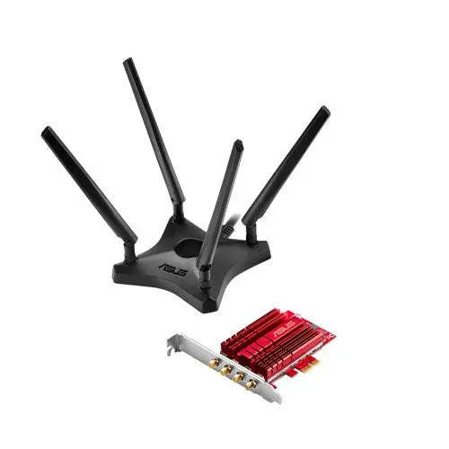 ASUS PCE-AC88 , Dual-Band & Quad-Stream AC3100 PCI-E Wireless Adapter, NitroQAMâ„¢ (1024-QAM) technology,  aluminum heatsink, 4xantennas Low Profile Brk ASUS