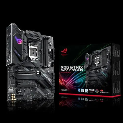 ASUS ROG STRIX B460-F GAMING ATX Motherboard 10th Gen LGA1200 DDR4 2933MHz, 2xPCIe, CrossFireX, DP, HDMI, Dual M.2 Heatsink, Aura Sync RGB ASUS