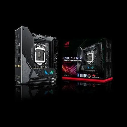 ASUS ROG STRIX Z490-I GAMING Intel Z490 10th Gen LGA1200 Mini ITX MB DDR4 1xDP 1xHDMI 6xUSB3.2 PCIe3.0x16, Aura Sync ASUS