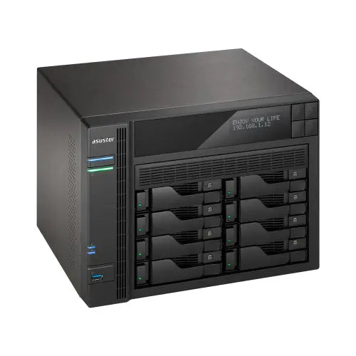 ASUSTOR AS6208T 8 Bay NAS Intel Celeron Quad Core 1.6GHz 4GB DDR3L 4xGbE HDMI S/PDIF 3xUSB3.0 2xUSB2.0 2xeSATA WoL System Sleep Mode ASUSTOR
