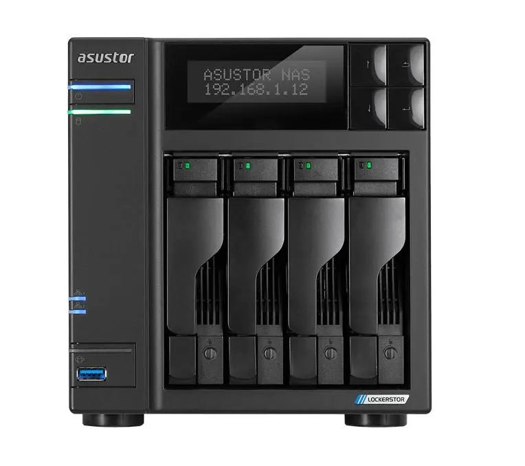 ASUSTOR AS6604T 4 Bay NAS Intel Celeron J4125 Quad Core 2.0GHz 4GB DDR4 2xGbE 3xUSB3.2 HDMI 2.0a x1 4 x SATA3 AES-NI hardware encryption Virtualiza ASUSTOR
