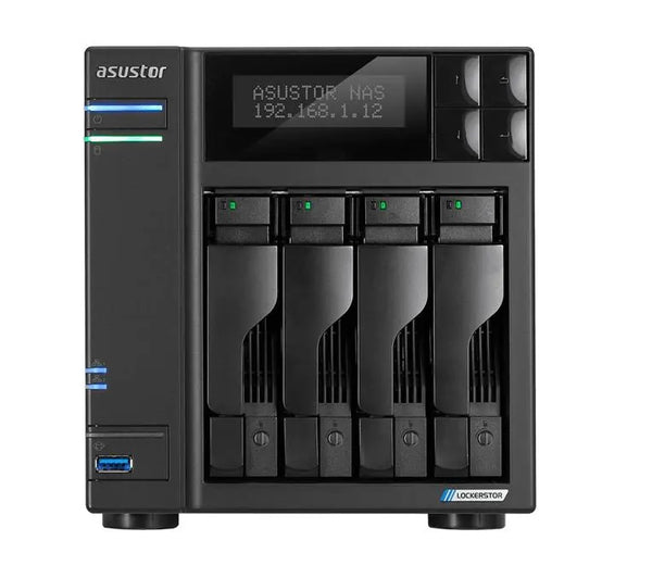 ASUSTOR AS6604T 4 Bay NAS Intel Celeron J4125 Quad Core 2.0GHz 4GB DDR4 2xGbE 3xUSB3.2 HDMI 2.0a x1 4 x SATA3 AES-NI hardware encryption Virtualiza ASUSTOR
