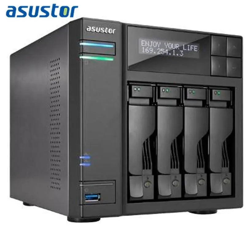 ASUSTOR AS7004T-i3 4 Bay NAS Intel Core i3 Dual Core 3.5GHz 2GB DDR3 2xGbE HDMI S/PDIF 3xUSB3.0 2xUSB2.0 2xeSATA WoL Virtualization Windows/Linux ACL ASUSTOR