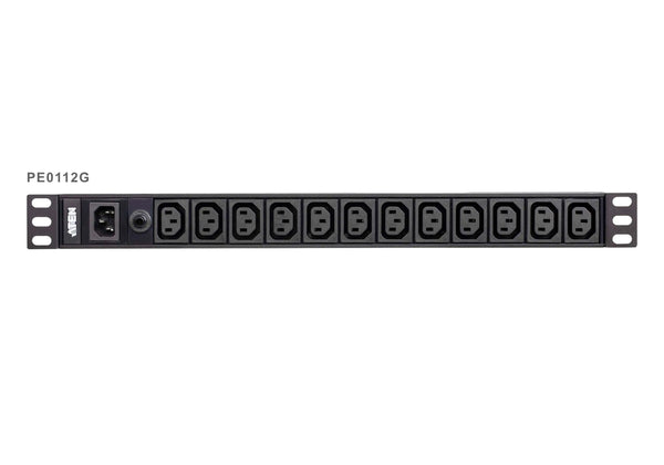 ATEN 12-Port 10A Power Distriubiton Unit - Basic PDU, 1U Rackmount Design 12x C13 AC Outputs, Overload protection (PE0112G) ATEN