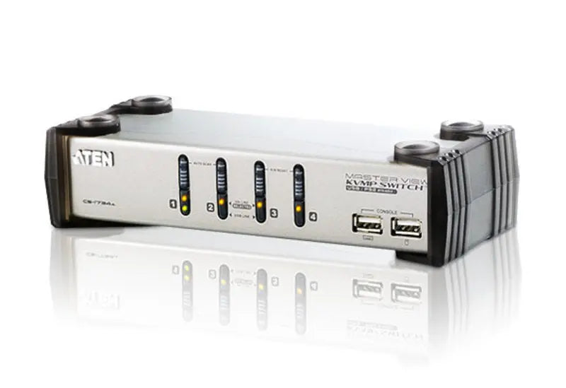 ATEN 4 Port USB VGA KVMP Switch with Audio and USB 1.1 Hub - Cables Included ATEN