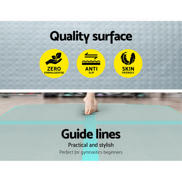 Everfit GoFun 5X1M Inflatable Air Track Mat with Pump Tumbling Gymnastics Green Deals499
