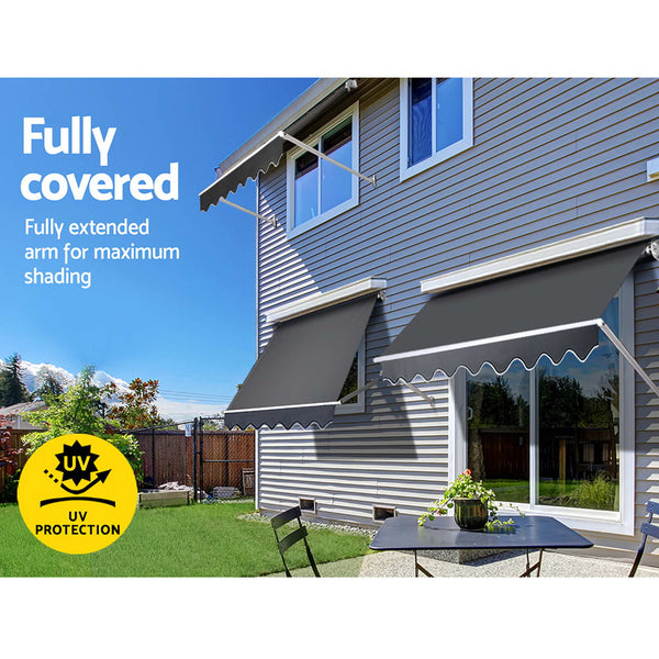 Set of 2 Instahut Fixed Pivot Arm Window Awning Patio Outdoor Blinds 2.1X2.1M Deals499