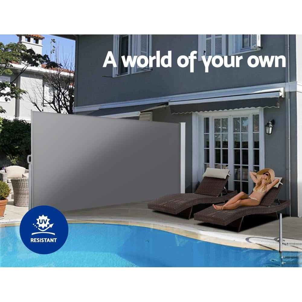 Set of 2 Instahut Side Awning Sun Shade Outdoor Blinds Retractable Screen 2X3M GR Deals499