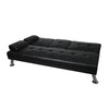 Adjustable Sofa Bed Lounge Futon Couch Leather Beds 3 Seater Cup Holder Recliner Black Deals499