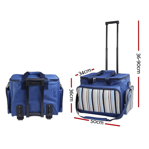 Alfresco 6 Person Picnic Basket Set Picnic Bag Cooler Wheels Insulated Bag Deals499